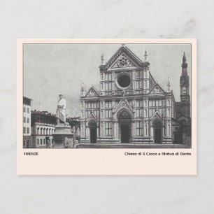 Chiesa di S Croce e Statua di Dante Florence Postcard