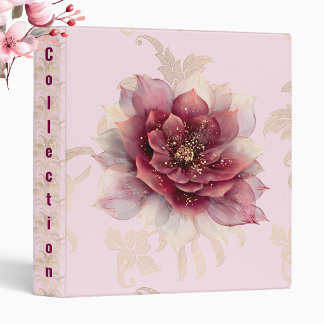 Chiffon Flower & Gold 3 Ring Binder