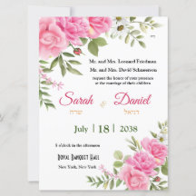 Chiffon Pink Roses Jewish Wedding Invitation