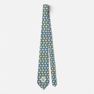 Chiffon & Slate Grey Polka Dots Monogram Necktie
