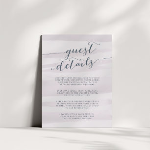 Chiffon Watercolor Guest Details Card Gray Lilac