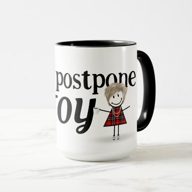 Chiffre À Bâtons Fille Avec Café Mug (Devant droit)