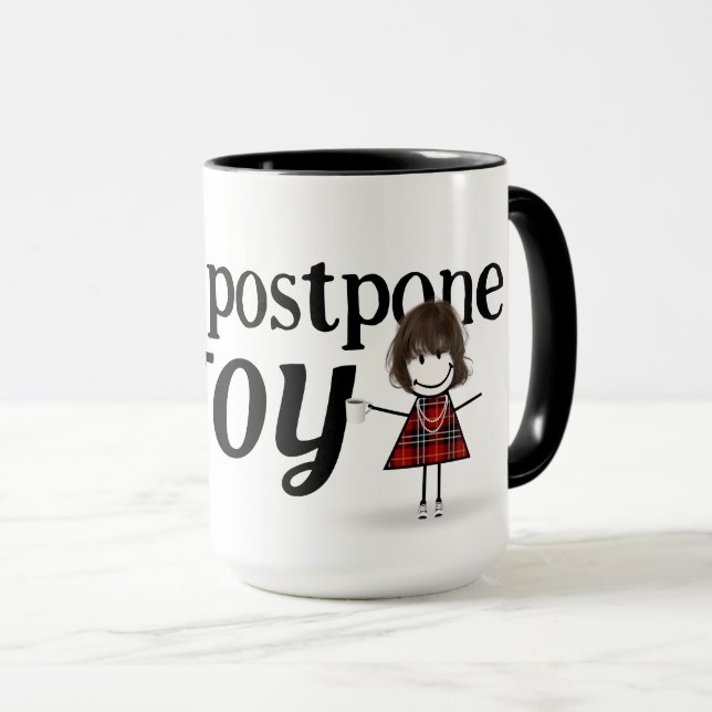 Chiffre À Bâtons Fille Avec Café Mug (Devant droit)