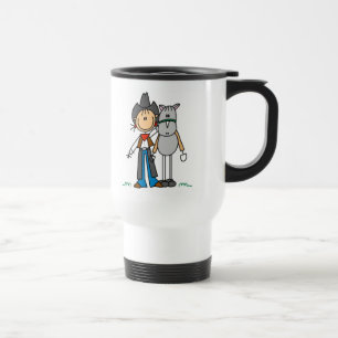 Chiffre cow-girl de bâton avec la tasse de cheval
