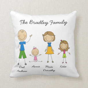 Chiffre customisé coussin de bâton de famille