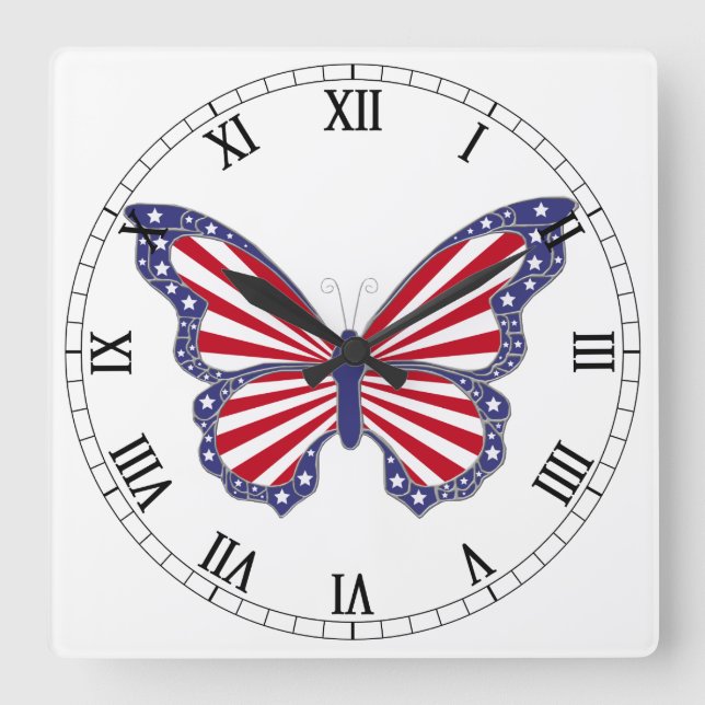 Chiffre Romain Rouge Blanc Et Bleu Horloge (Recto)