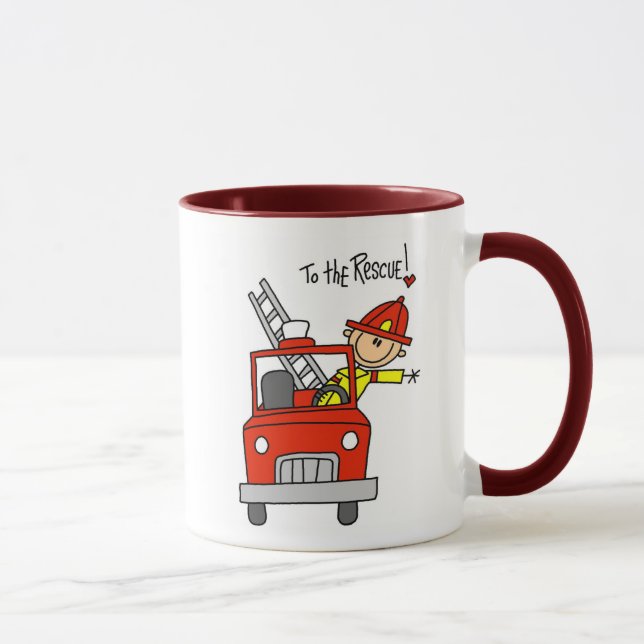Chiffre sapeur-pompier de bâton avec la tasse de (Droite)