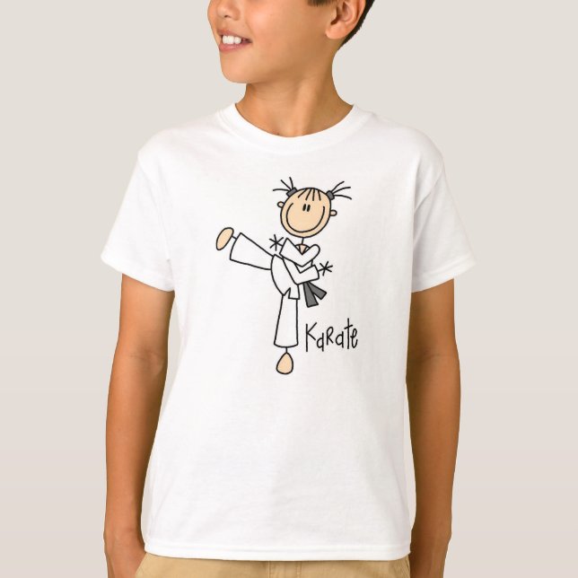 Chiffre T-shirt de bâton de fille de karaté (Devant)