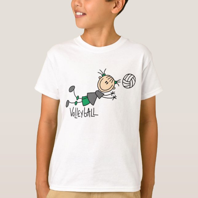 Chiffre T-shirts de bâton de volleyball de filles (Devant)