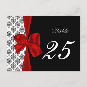 chiffres de table damée rouge carte postale