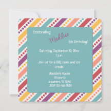 Chiffres et rayures arc-en-ciel Invitation d'anniv