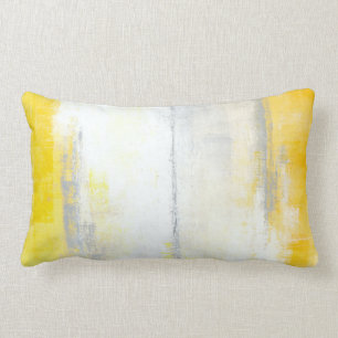 "Chiffres" gris et coussin jaune d'art abstrait