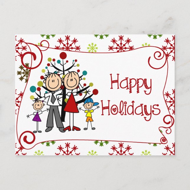 Chiffres Stick Carte postale Famille Joyeux Vacanc (Devant)