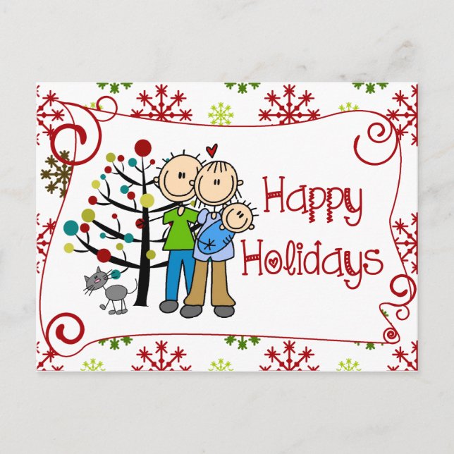 Chiffres Stick Carte postale Famille Joyeux Vacanc (Devant)
