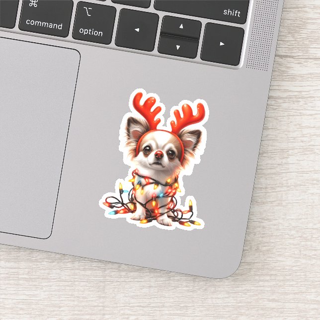 Chihuaha Reindeer Sticker (Detail)