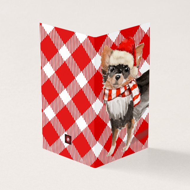 Chihuahu Noël Chien Rouge et Blanc Plaid Holiday (Outside)