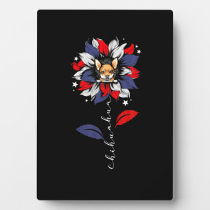 Chihuahua 4Th Of July Sunflower Patriotic Plaque