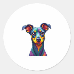 Chihuahua  Abstract Painting  Colour  Cute Dog (1) Classic Round Sticker