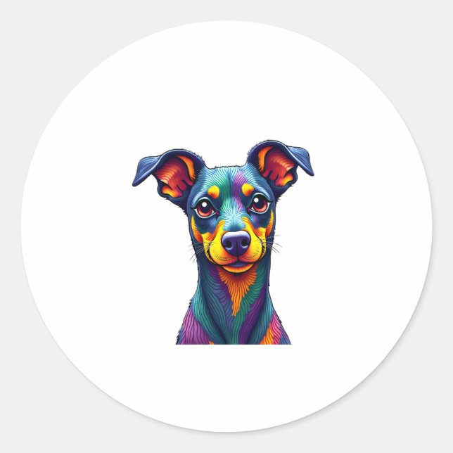 Chihuahua  Abstract Painting  Colour  Cute Dog (1) Classic Round Sticker (Front)