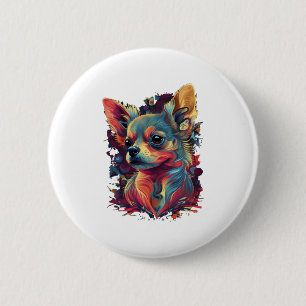 Chihuahua  Abstract Painting  Colour  Cute Dog    2 Inch Round Button