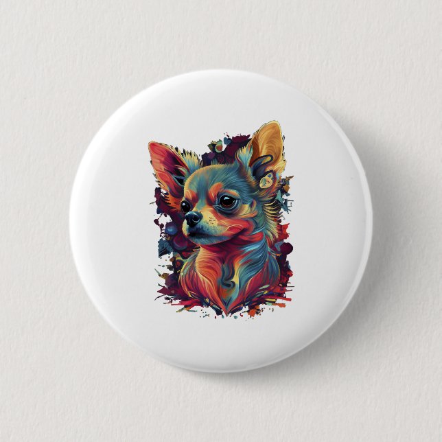 Chihuahua  Abstract Painting  Colour  Cute Dog    2 Inch Round Button (Front)