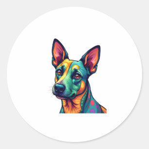 Chihuahua  Abstract Painting  Colour  Cute Dog (3) Classic Round Sticker
