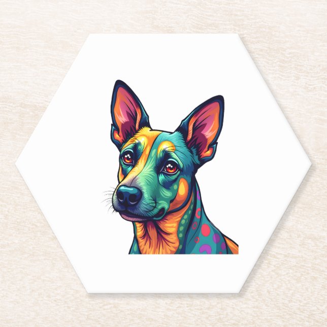 Chihuahua  Abstract Painting  Colour  Cute Dog (3) Paper Coaster (Front)