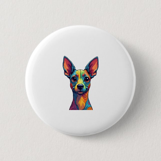 Chihuahua  Abstract Painting  Colour  Cute Dog (5) 2 Inch Round Button (Front)