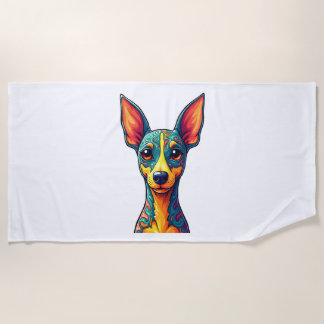 Chihuahua Abstract Painting Colour Cute Dog (6) Beach Towel