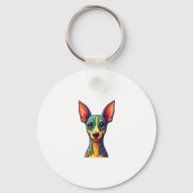 Chihuahua  Abstract Painting  Colour  Cute Dog (6) Keychain (Front)