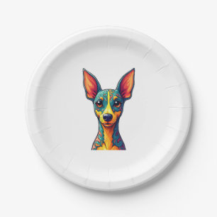 Chihuahua Abstract Painting Colour Cute Dog (6) Paper Plate