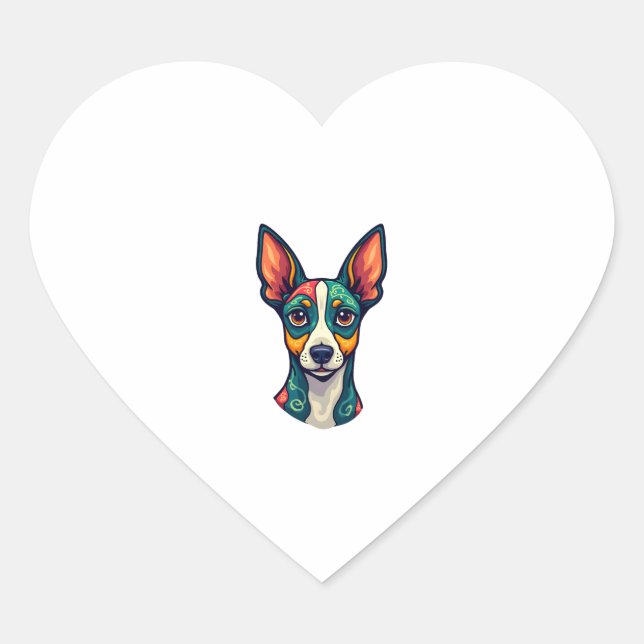 Chihuahua  Abstract Painting  Colour  Cute Dog (7) Heart Sticker (Front)