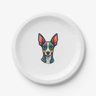 Chihuahua Abstract Painting Colour Cute Dog (7) Paper Plate