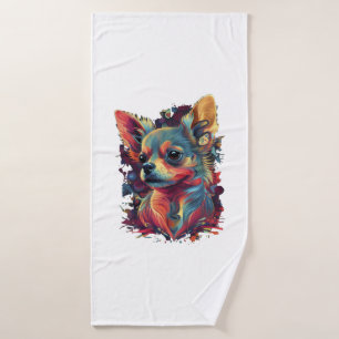 Chihuahua  Abstract Painting  Colour  Cute Dog    Bath Towel