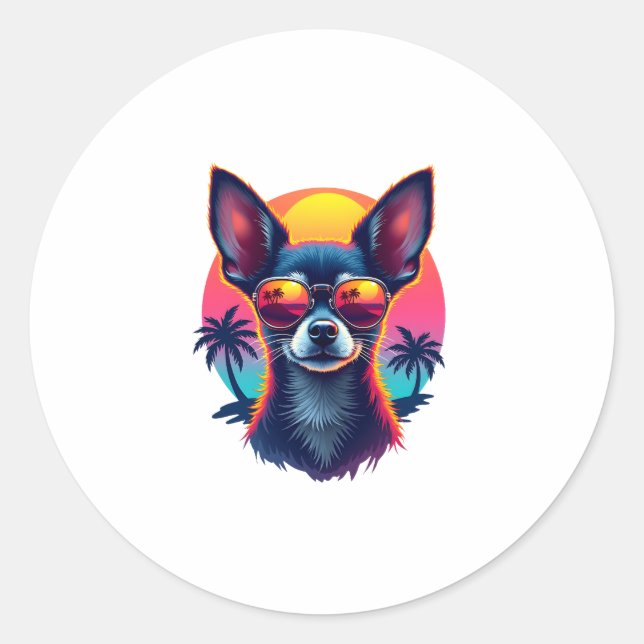 Chihuahua  Abstract Painting  Colour  Cute Dog Cop Classic Round Sticker (Front)