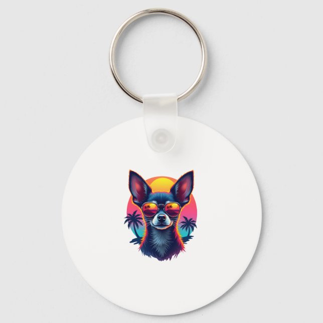 Chihuahua  Abstract Painting  Colour  Cute Dog Cop Keychain (Front)