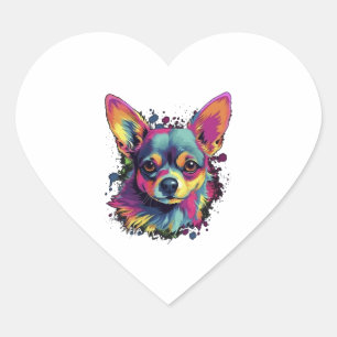 Chihuahua Abstract Painting Colour Cute Dog Heart Sticker