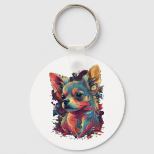 Chihuahua  Abstract Painting  Colour  Cute Dog    Keychain