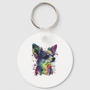 Chihuahua Abstract Painting Colour Cute Dog Keychain
