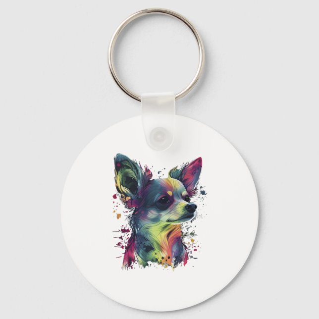 Chihuahua  Abstract Painting  Colour  Cute Dog  Keychain (Front)