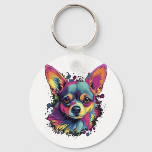 Chihuahua  Abstract Painting  Colour  Cute Dog     Keychain