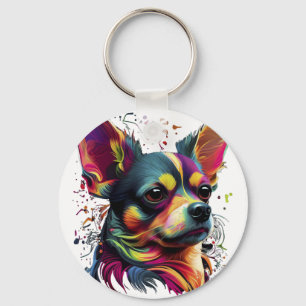 Chihuahua  Abstract Painting  Colour  Cute Dog     Keychain