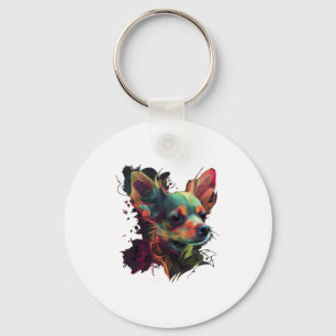 Chihuahua Abstract Painting Colour Cute Dog Keychain