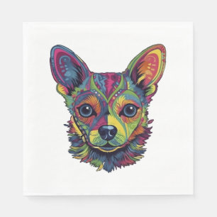Chihuahua Abstract Painting Colour Cute Dog Napkin