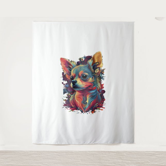 Chihuahua  Abstract Painting  Colour  Cute Dog    Tapestry (Front)