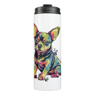 Chihuahua Abstract Painting Colour Cute Dog Thermal Tumbler