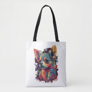 Chihuahua Abstract Painting Colour Cute Dog Tote Bag