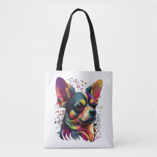 Chihuahua Abstract Painting Colour Cute Dog Tote Bag