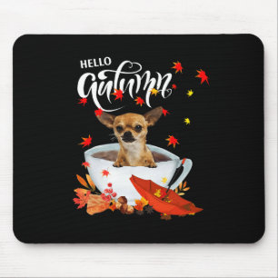 Chihuahua Autumn Dog And Coffee Fall Thanksgiving Mouse Pad