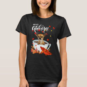 Chihuahua Autumn Dog And Coffee Fall Thanksgiving  T-Shirt
